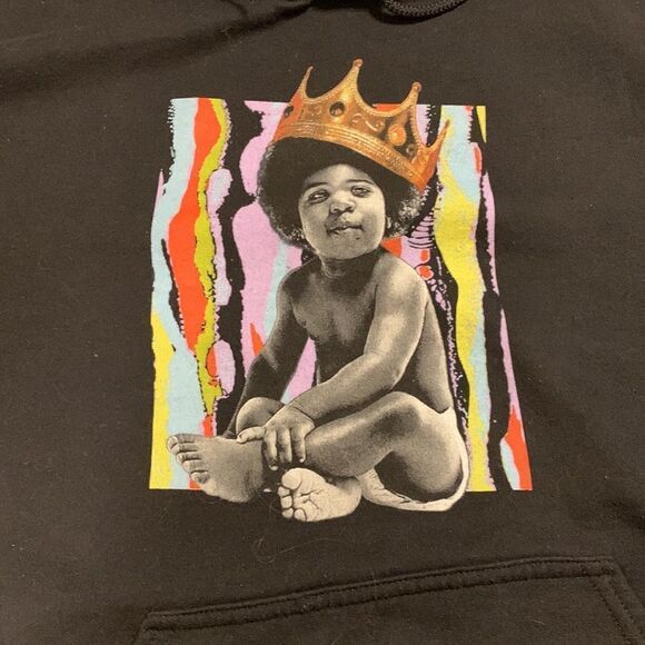 Gildan Heavy Blend Size Large Notorious BIG black street wear hooded sweatshirt - Picture 4 of 7